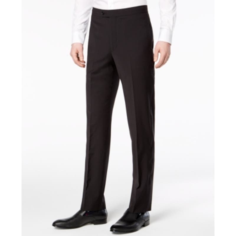Brand new-Calvin Klein Men's Slim-Fit Infinite Stretch Black Tuxedo Suit Pants-Black,40wx30l