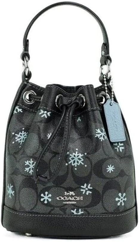 Coach Mini Dempsey Bucket Bag in Signature Jacquard with Stripe and Coach Patch