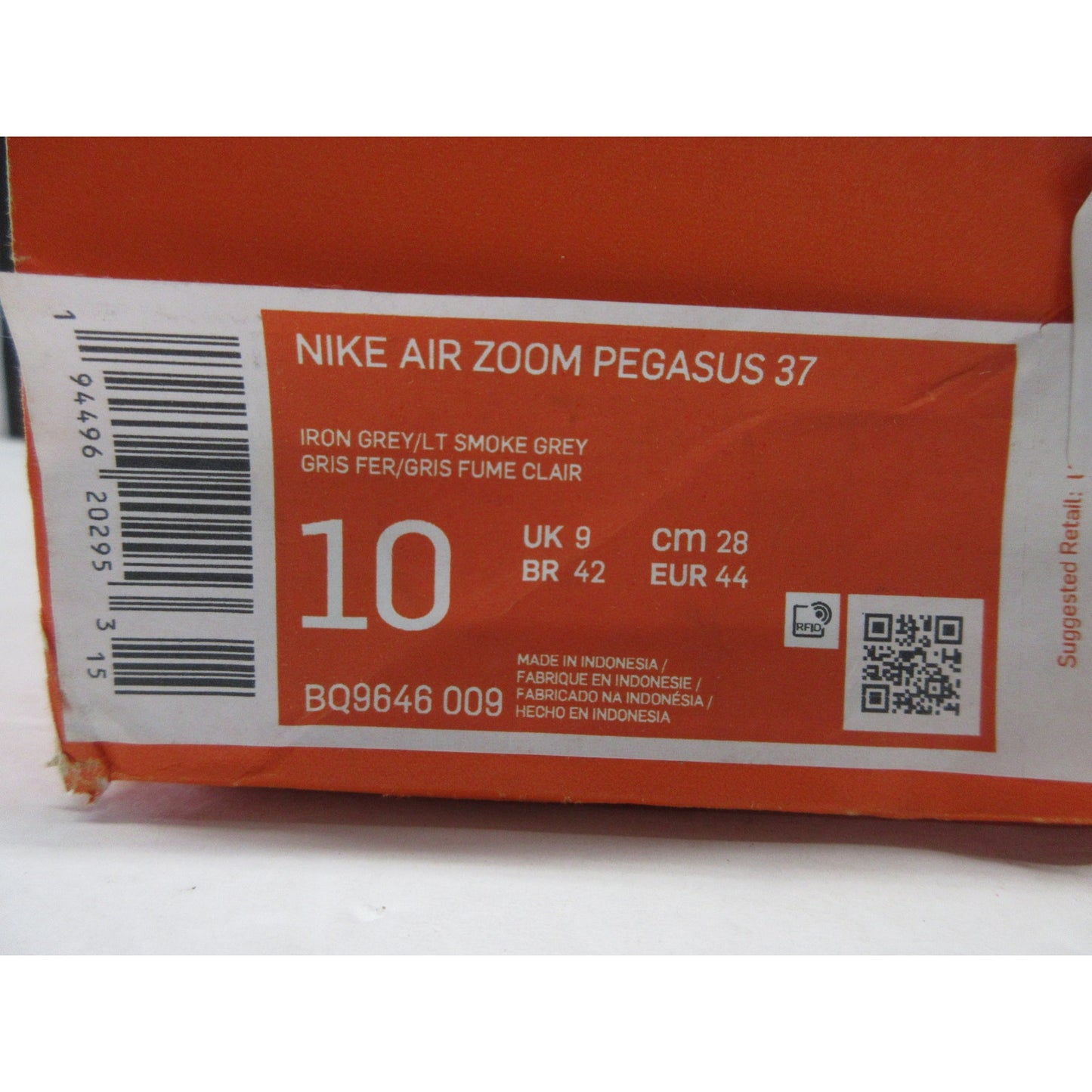 Like new Nike Men's Air Zoom Pegasus 37 Shoes, Iron Grey/ Smoke Grey, Size 10