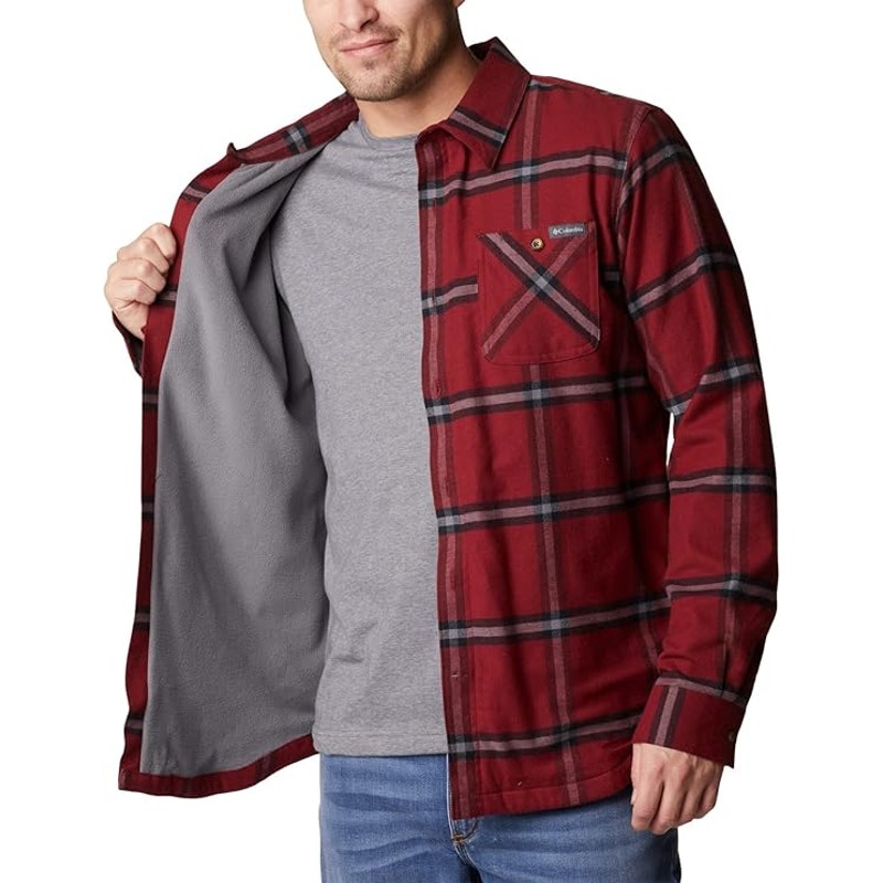 Brand new Columbia Men's Cornell Woods Fleece Lined Flannel-Red Jasper, Large