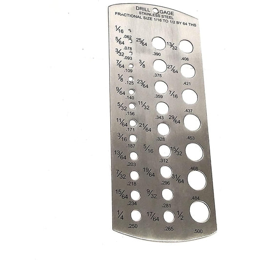 OMEX Stainless Steel Fractional Drill Gauge-29 Holes,1/16 Inch to1/2Inch-Silver