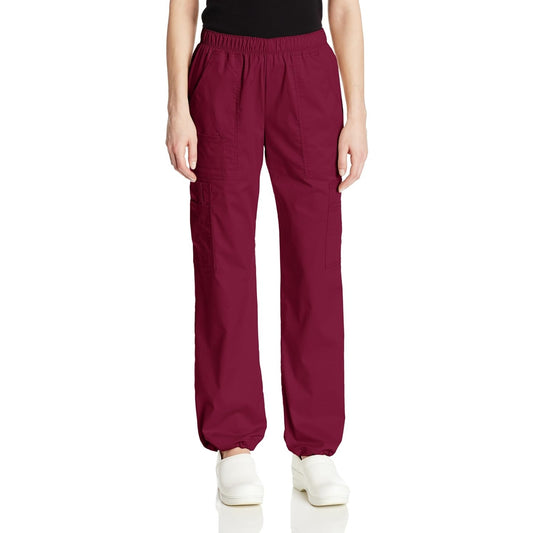 Brand new Cherokee Women's Mid-Rise Elastic Waist Cargo Scrubs Pant -Wine, Small