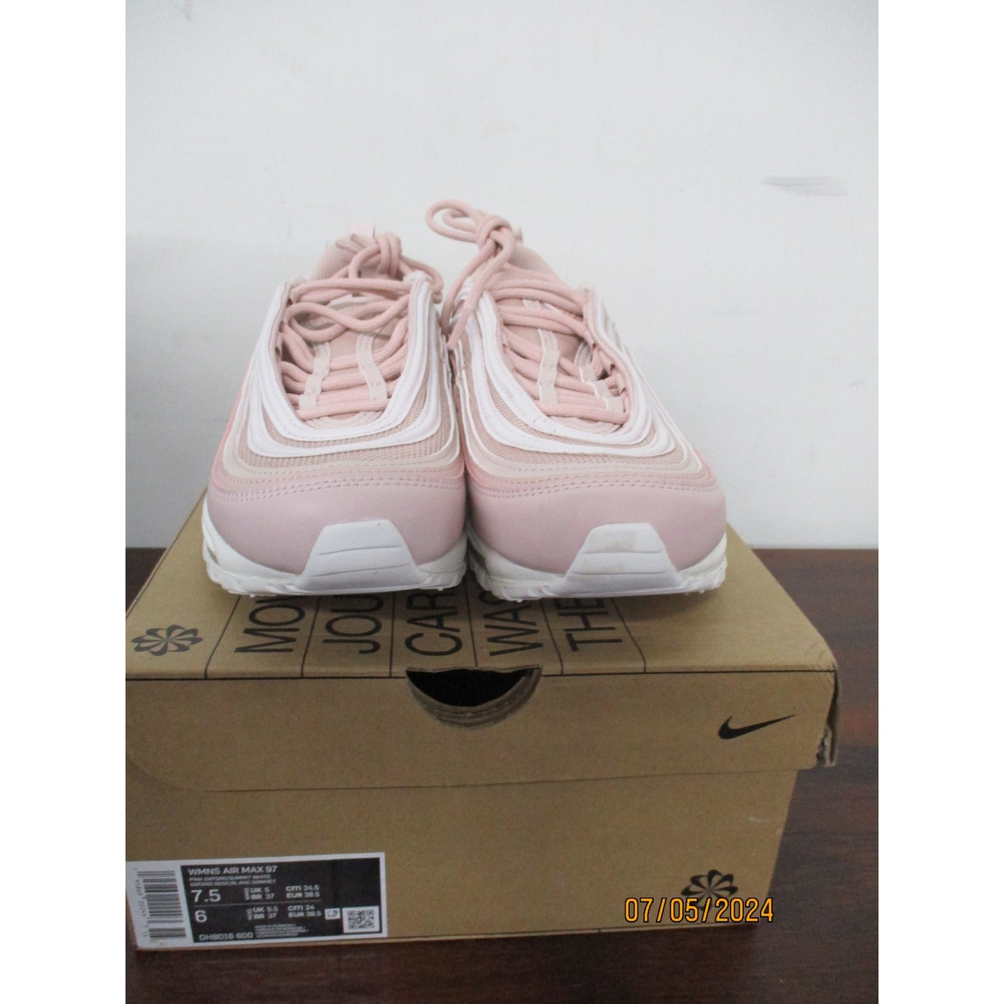 Brand new (Damaged box) Nike Air Max 97 Women's Sneakers,'Pink Oxford', Size 7.5