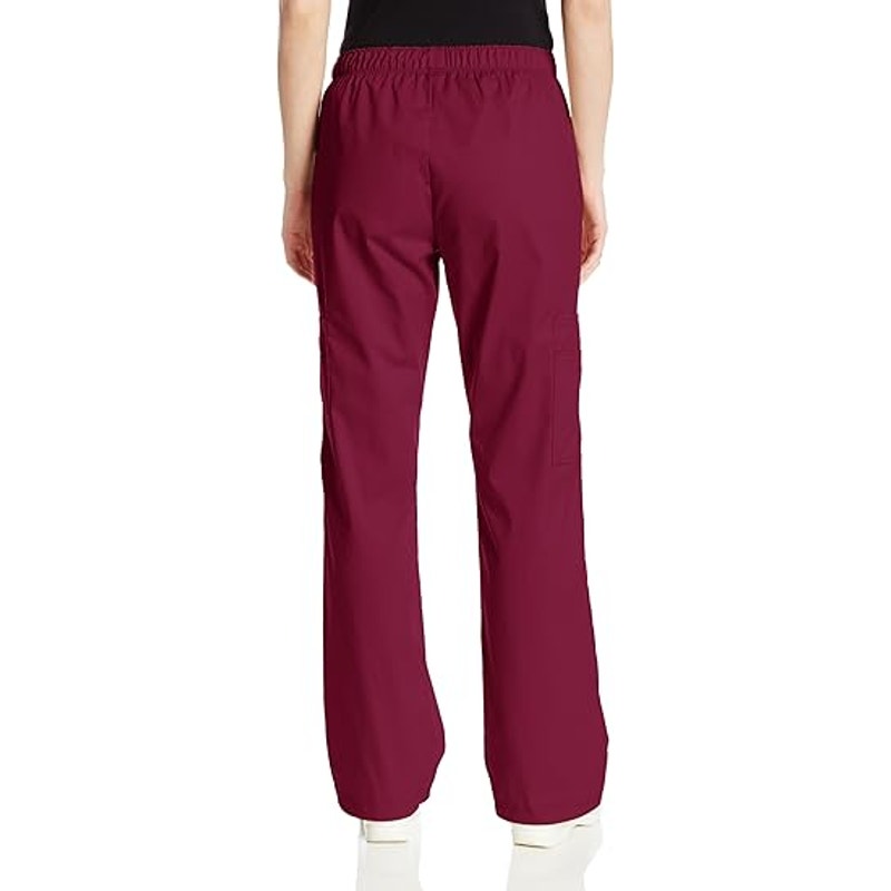 Brand new Cherokee Women's Mid-Rise Elastic Waist Cargo Scrubs Pant -Wine, Small