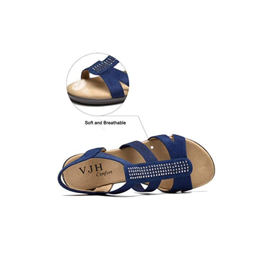 Brand new VJH Confort Women's Flat Sandals Slip-On(Navy 11)