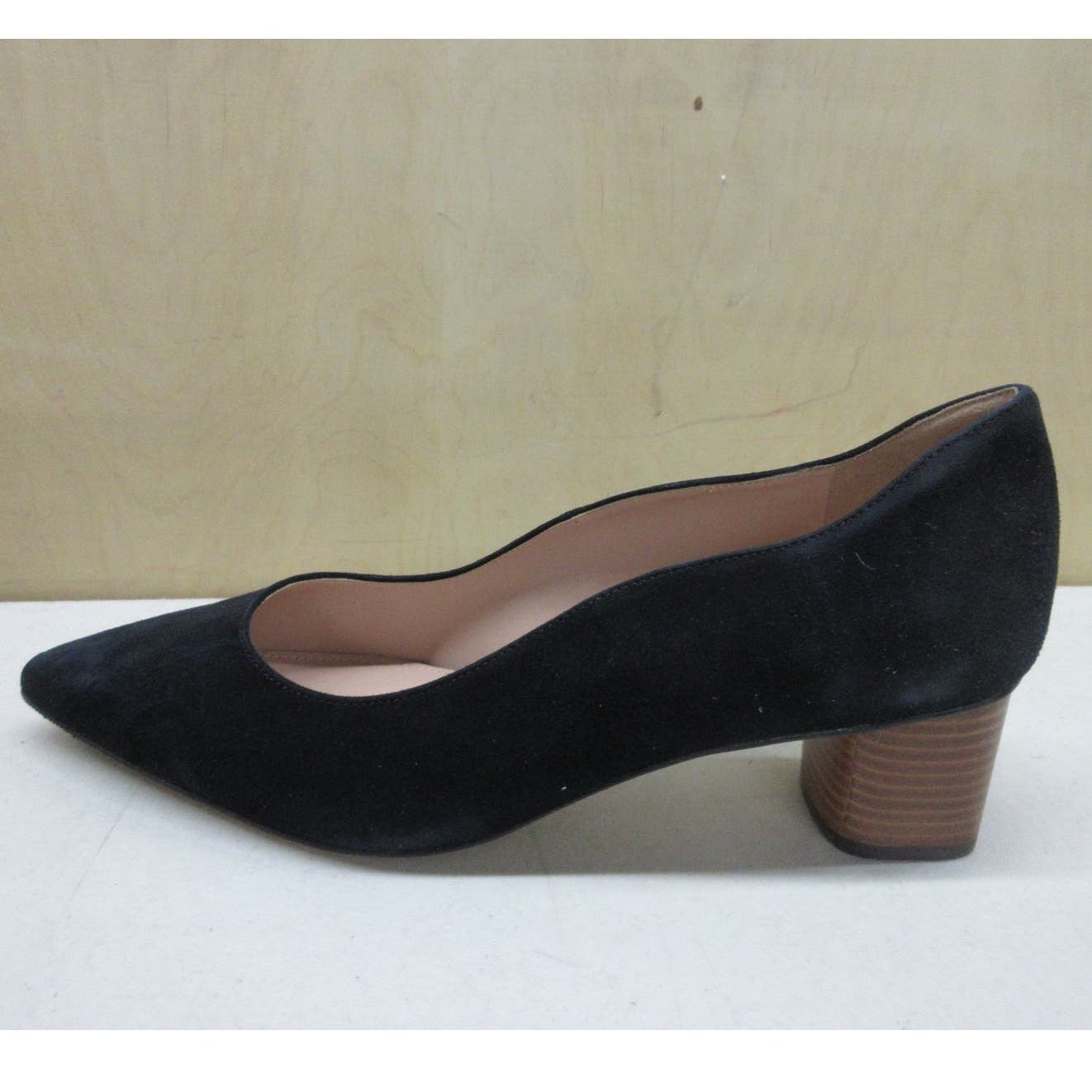 Cole Haan Women's Block Heel Pump 45MM, Black Suede/MED Brown, 11