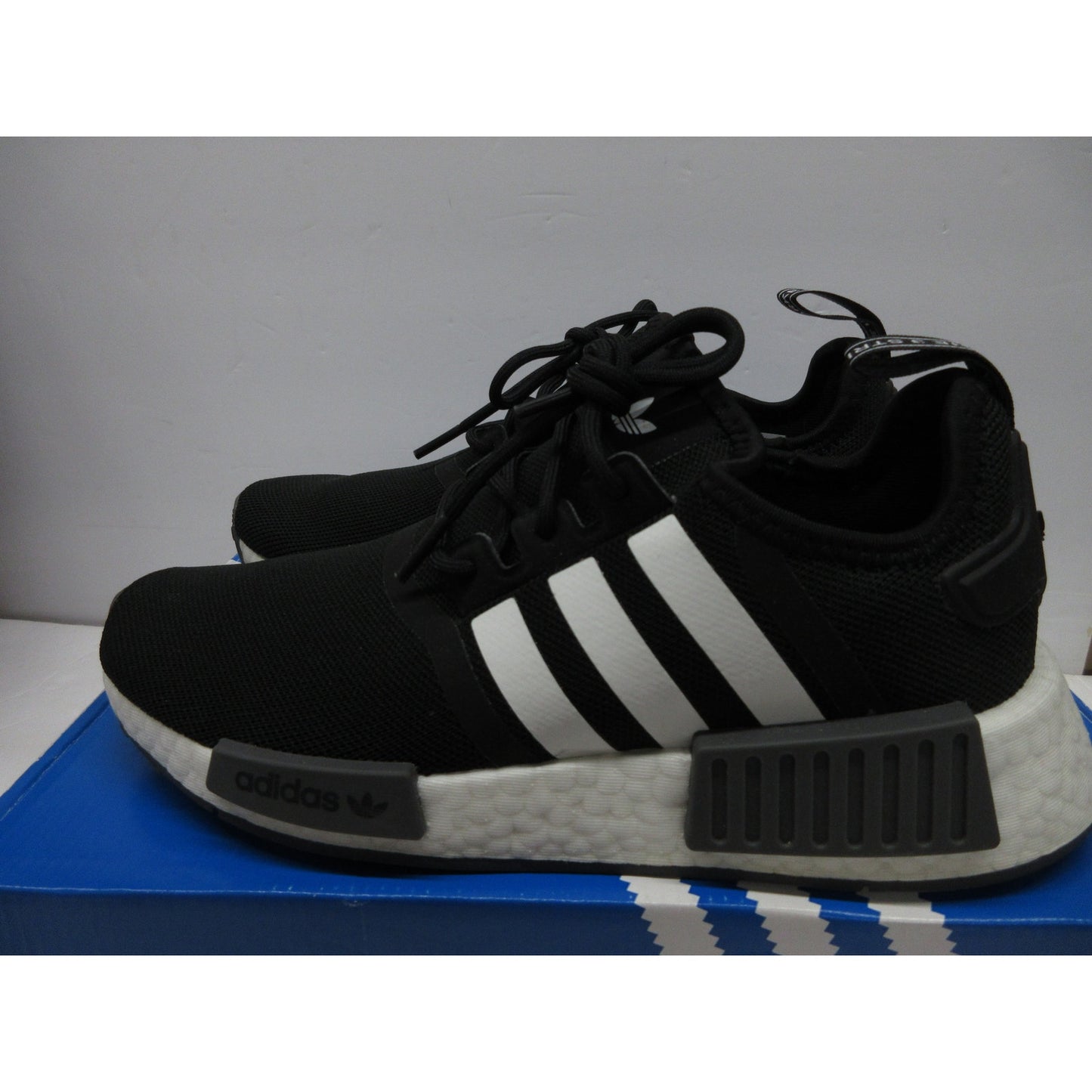 Used Adidas Originals Men's NMD_R1 Sneaker - Black/White/Grey, Size 5