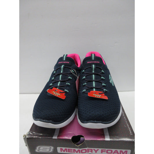 Like new Skechers Women's Summits Sneaker - Navy/Hot Pink, Size 7.5 Wide