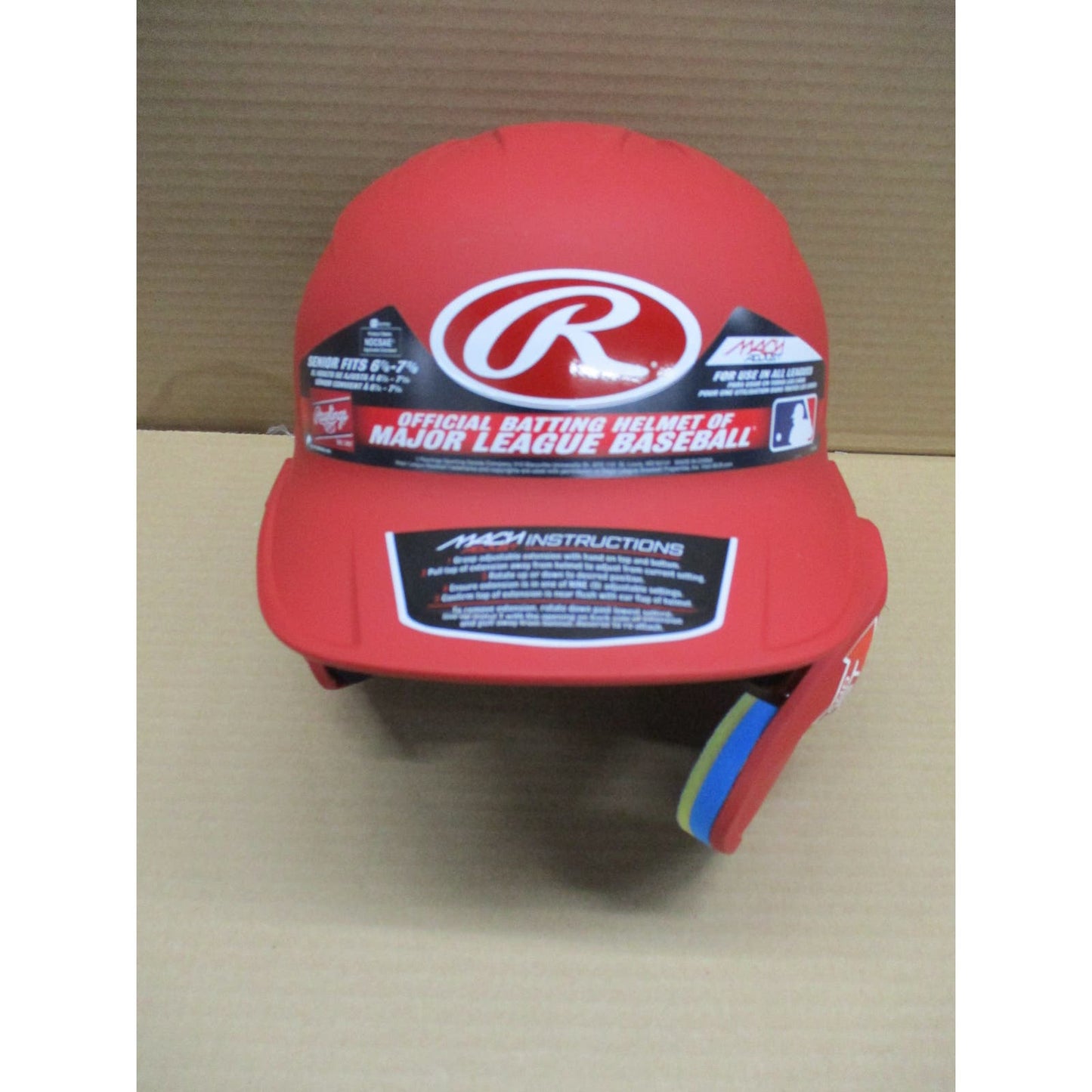 Rawlings-MACH ADJUST Batting Helmet with Extension Flap (6 7/8" - 7 5/8") Matte Scarlet