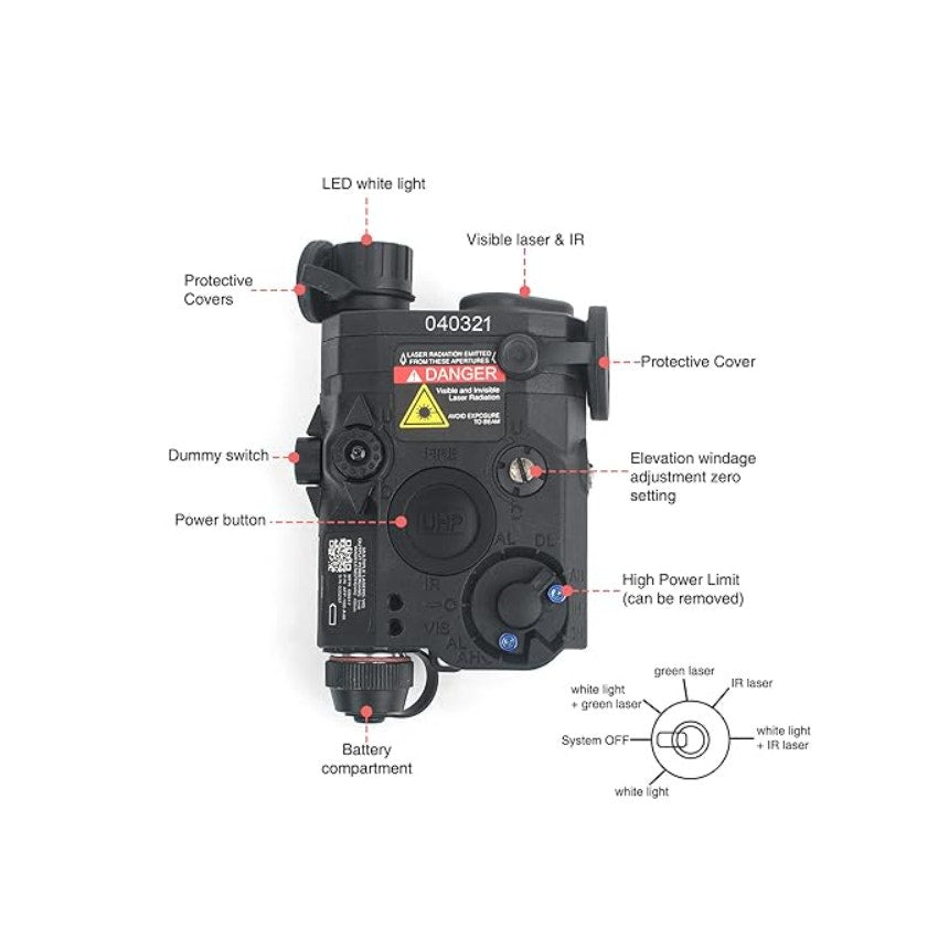 Brand new NOBUHIRO Airsoft PEQ 15 Laser Sight, IR Laser +Green Laser