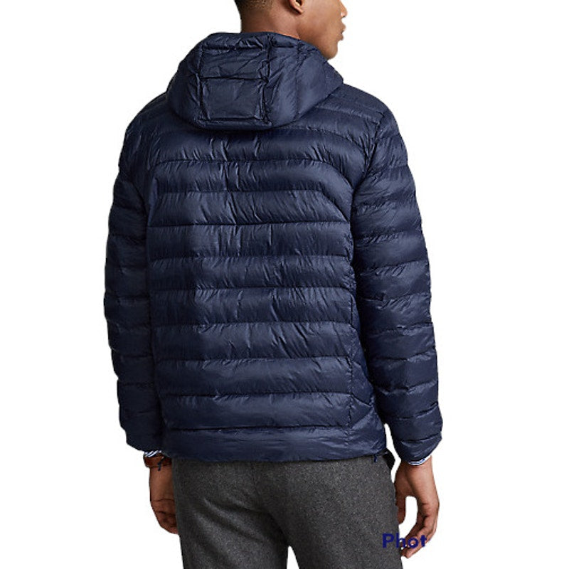 NWT Polo Men's Down Full-Zip Packable Hood Jacket - Navy, Large