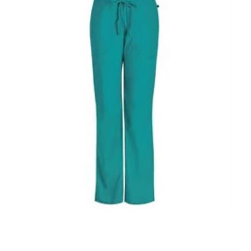 Custom Code Happy Womens Mid Rise Drawstring Scrub Pants Teal - X-Small