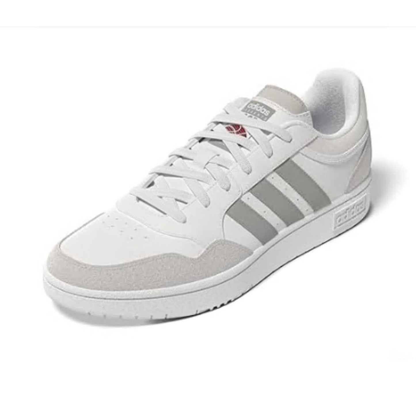 adidas Men's Hoops 3.0 Low Basketball Shoe, White/Metal Grey/Grey One, 8.5