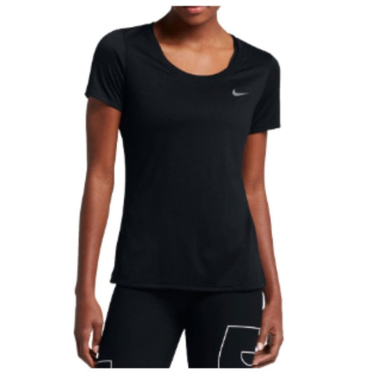 Nike Womens Dry Training T-Shirt, Black/White, X-Small