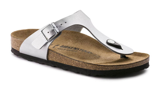 Birkenstock Women's Gizeh Silver Birko-flor sandals, Regular, size 37, US 6