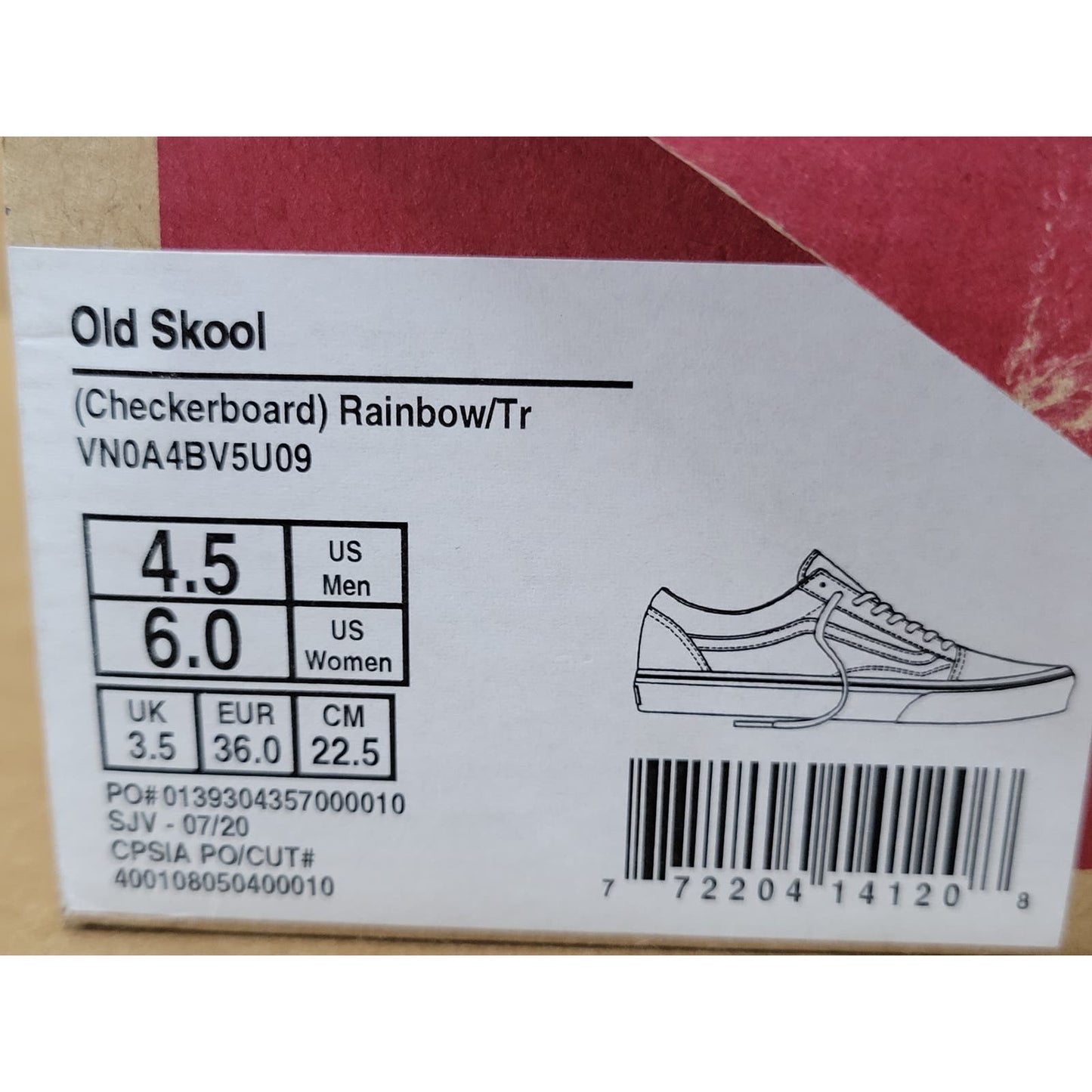 Vans Rainbow unisex 4.5 men , 6 women