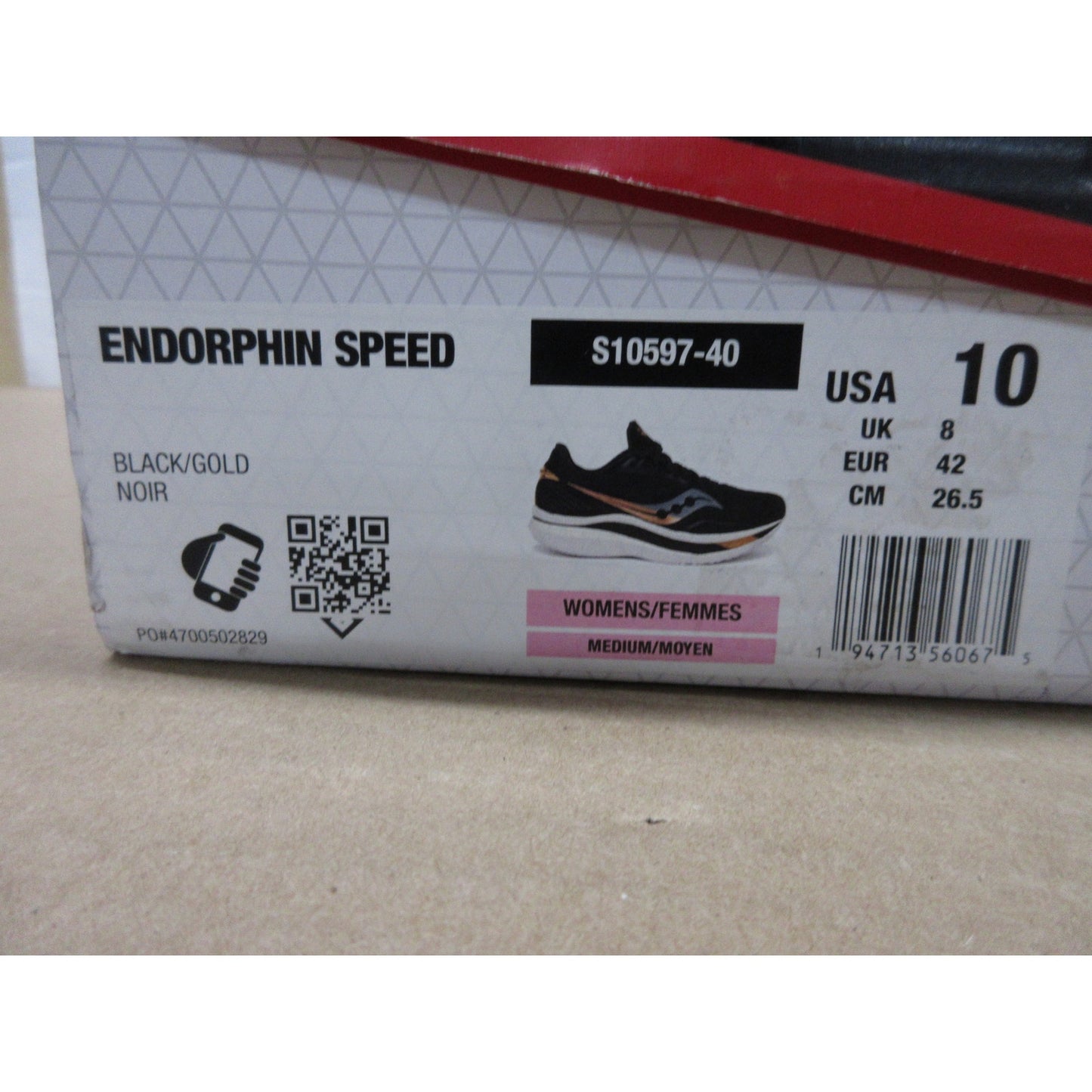 Used Saucony Women's Endorphin Speed Running Shoes, Black/Gold, Size 10 Medium