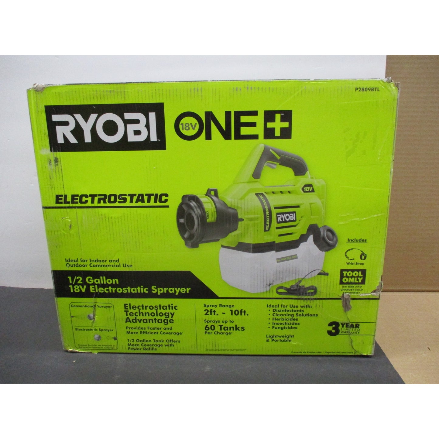 New slight box damage Ryobi ONE+ 18V Cordless Electrostatic 0.5 Gal.-Tool Only