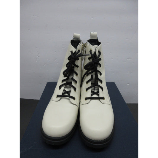 Used Cole Haan Women's CAMEA Waterproof Combat Boot, Ivory Leather, Size 7.5