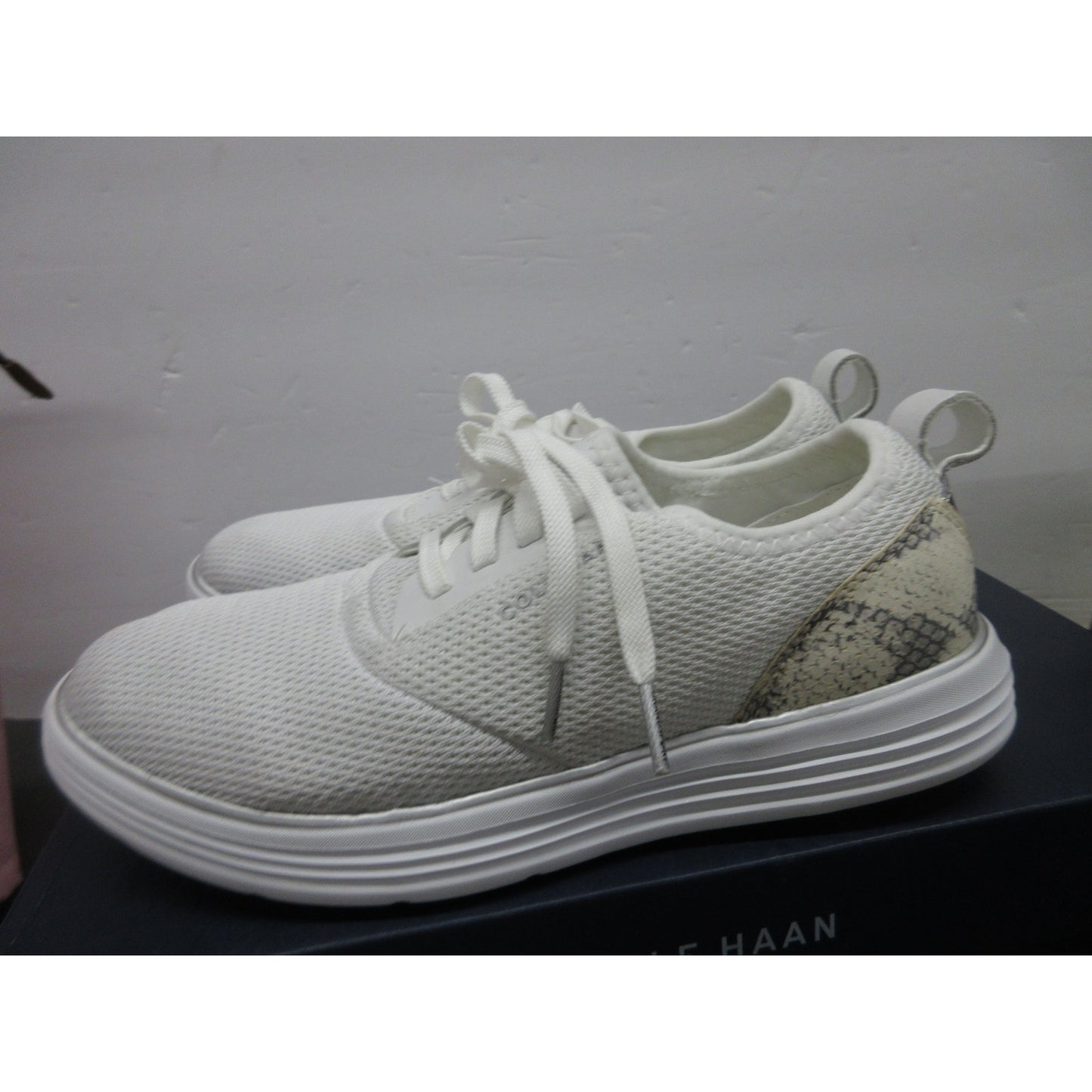 Used Cole Haan Women's GRANDSPORT Journey Sneaker -Optic White Knit/Chalk ,7.5