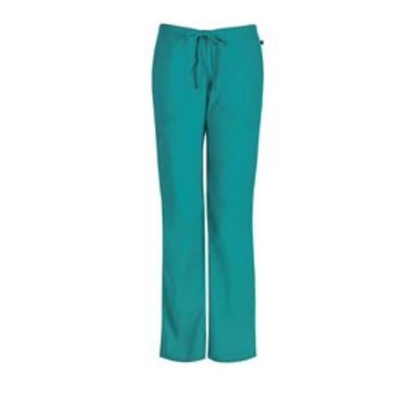 Custom Code Happy Womens Mid Rise Drawstring Scrub Pants Teal - X-Small
