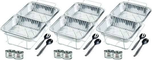 Sterno 24-Piece Disposable Party Set Buffet Serving Set Catering Chafers Silver